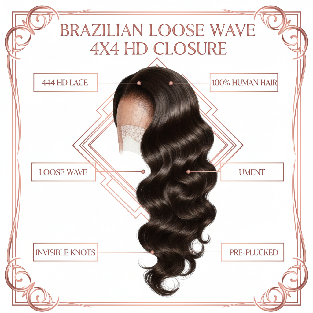 Brazilian Loose Wave 4x4 HD Closure - Info