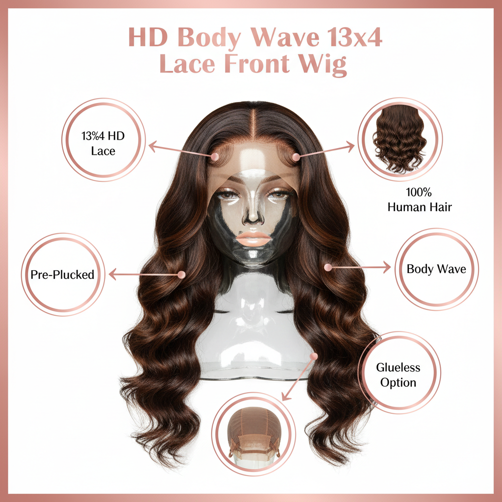 HD Body Wave 13x4 Lace Front Wig - Info