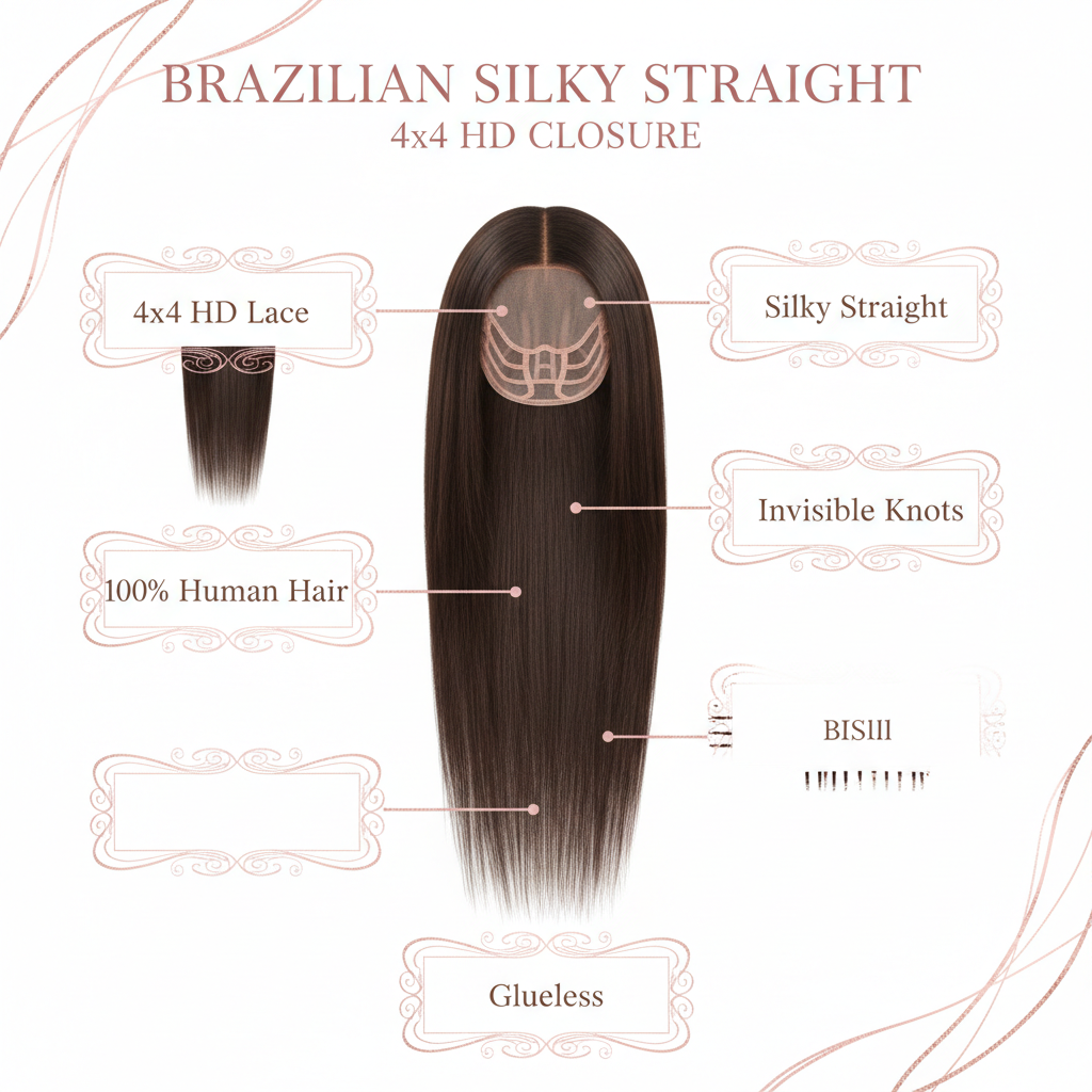 Brazilian Silky Straight 4x4 HD Closure - Info