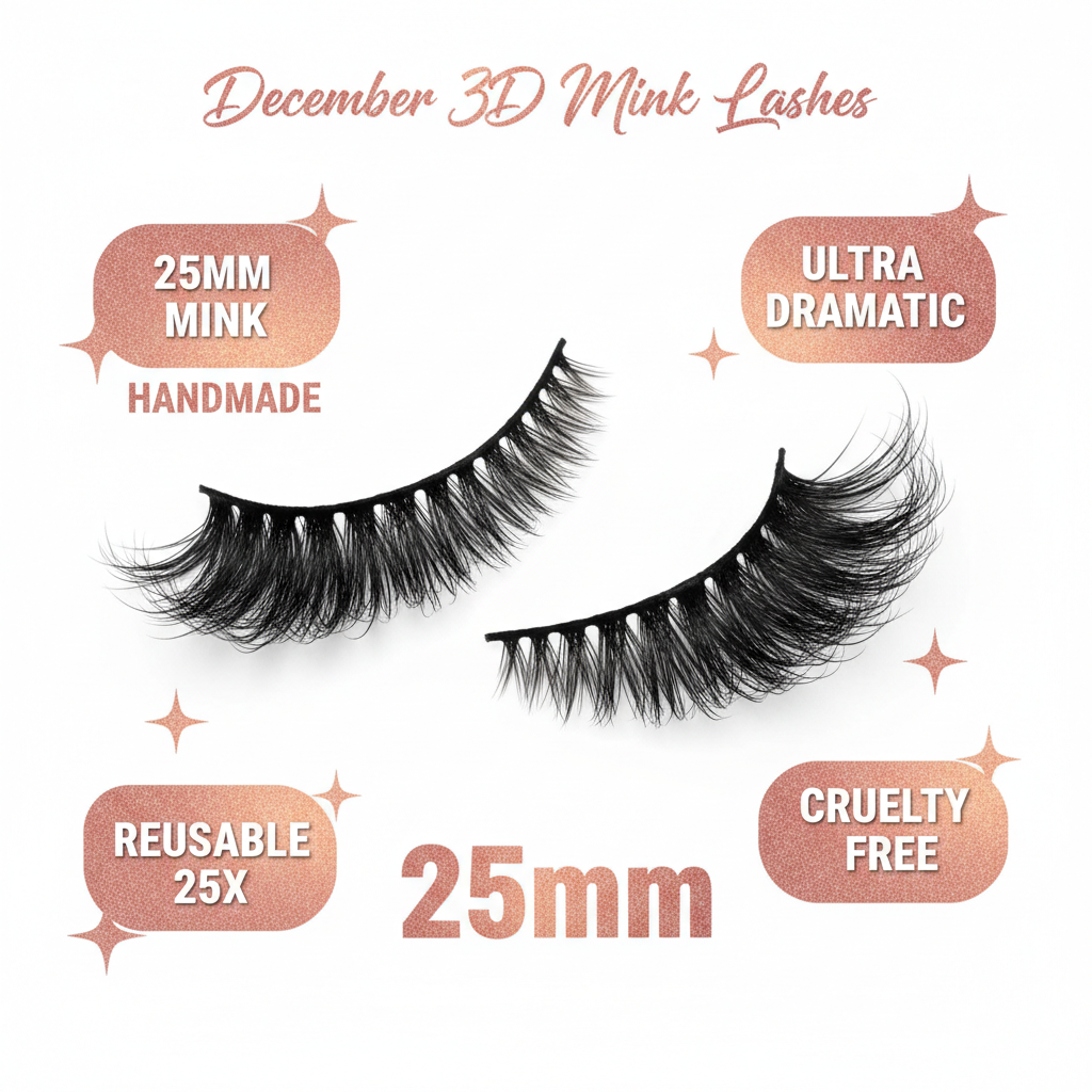 December 3D Mink Lashes 25mm - Info