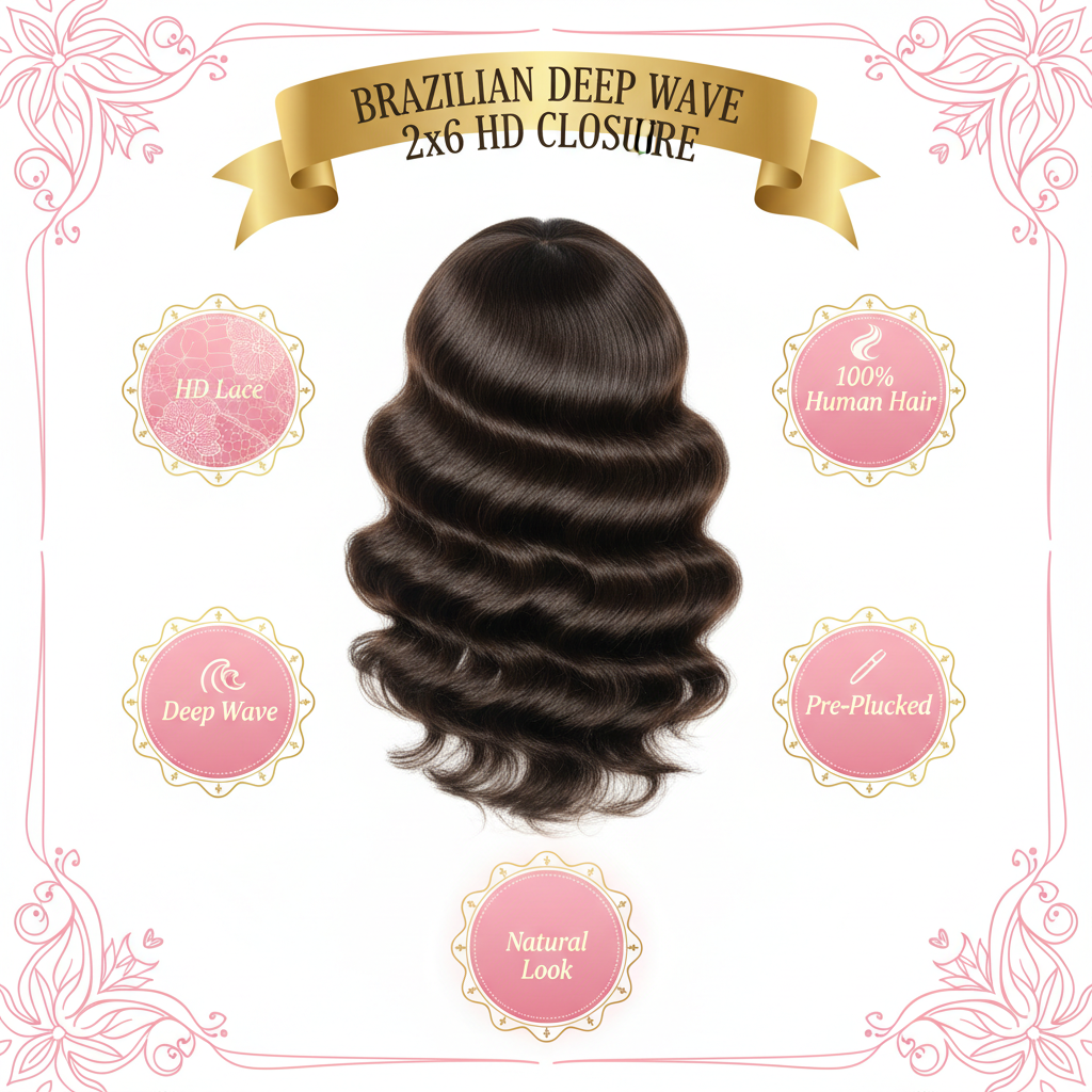 Brazilian Deep Wave 2x6 HD Closure - Infographic