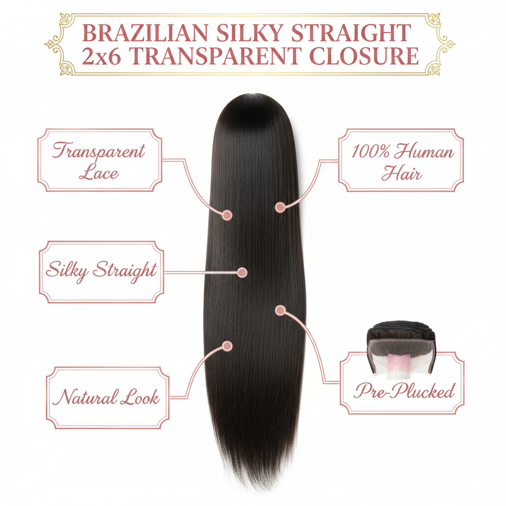 Brazilian Silky Straight 2x6 Transparent Closure - Info