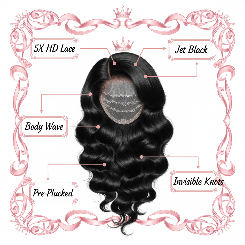 Jet Black Body Wave 5x5 HD Closure - Info