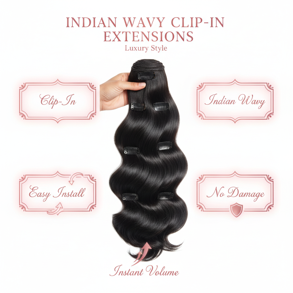 Indian Wavy Natural Black Clip-In Extensions - Info