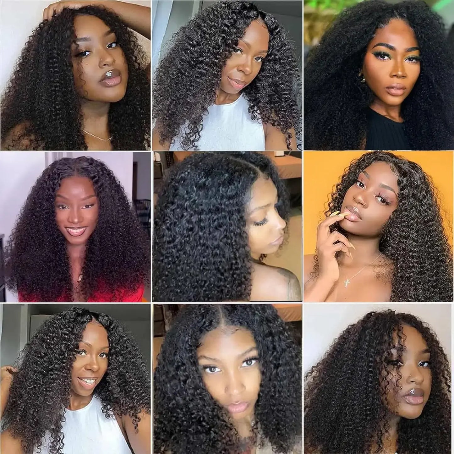Deep Wave V Part Wig Human Hair No Sew In No Glue 180 Density Natural Color Curly Brazilian Hair For Black Women