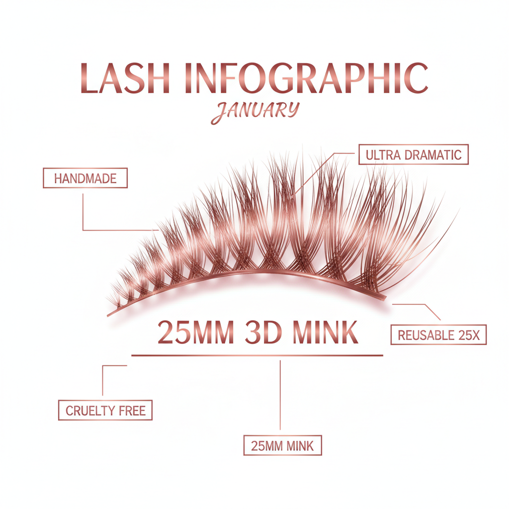 January 3D Mink Lashes 25mm - Info