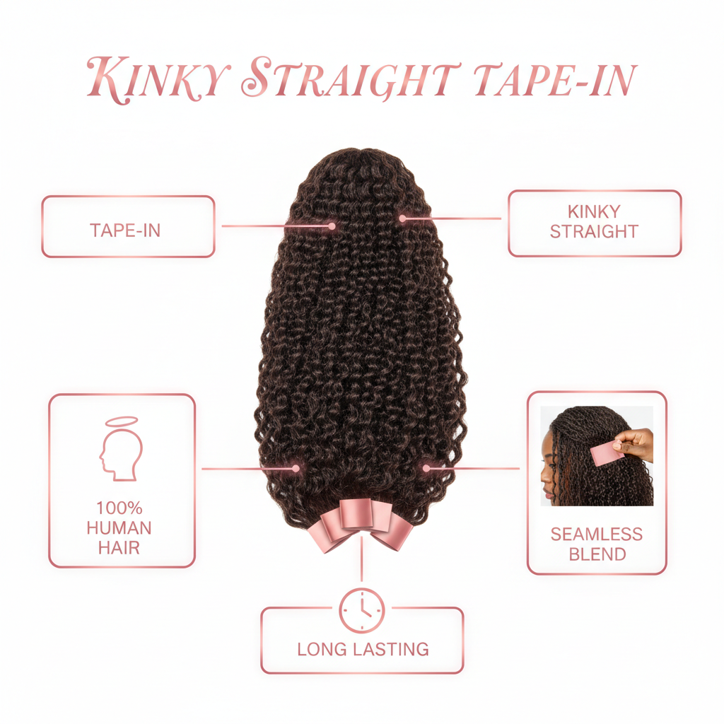 Kinky Straight Tape-In Extensions - Info