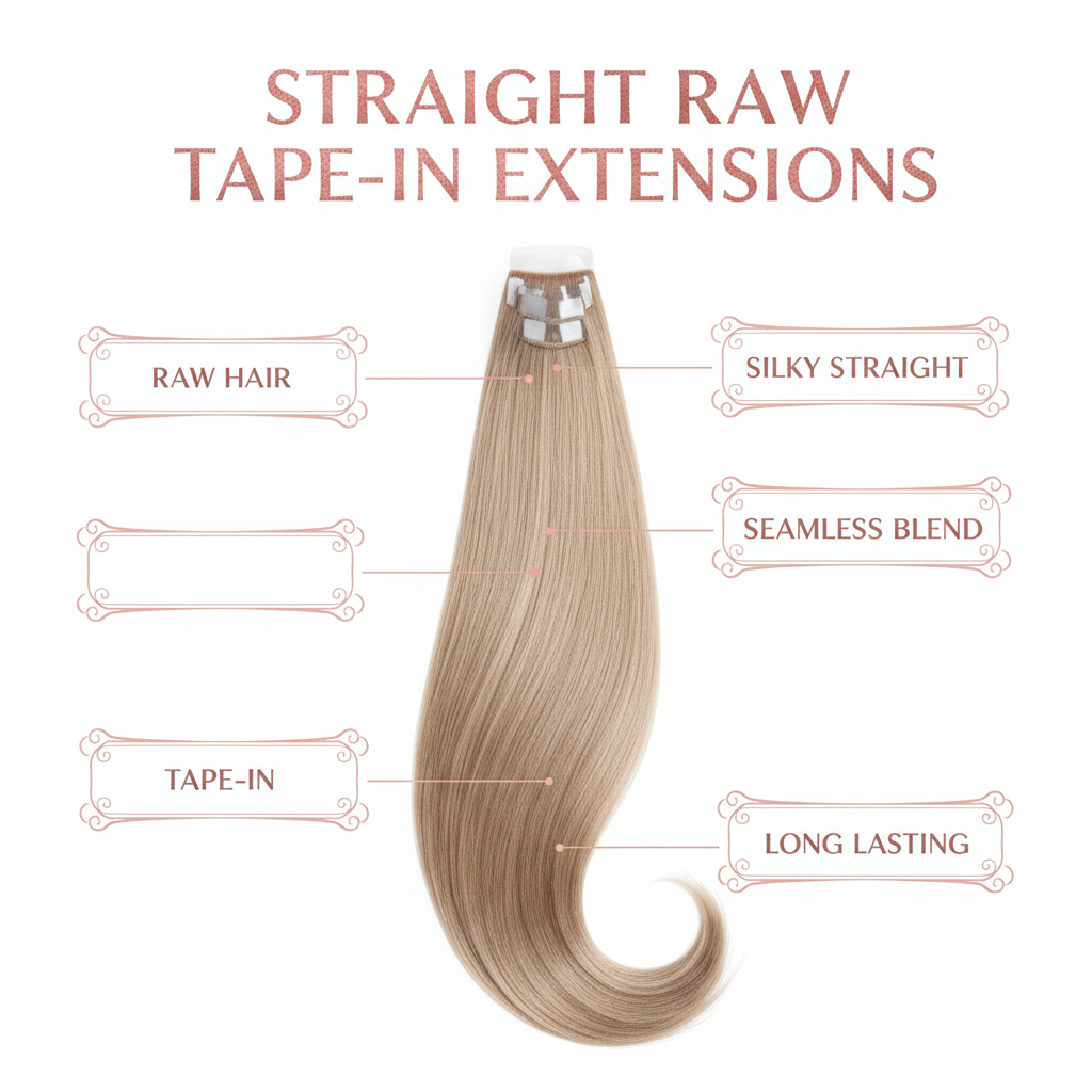 Straight Raw Tape-In Extensions - Info