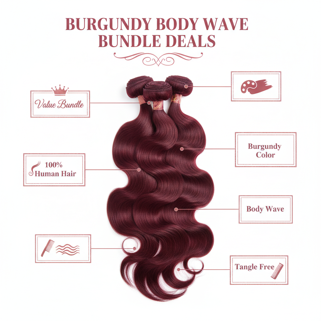 Burgundy Body Wave Bundle Deals - Info
