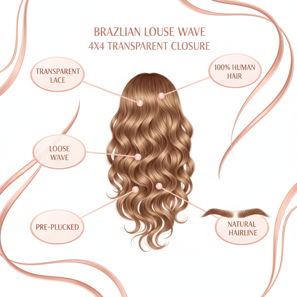 Brazilian Loose Wave 4x4 Transparent Closure - Info