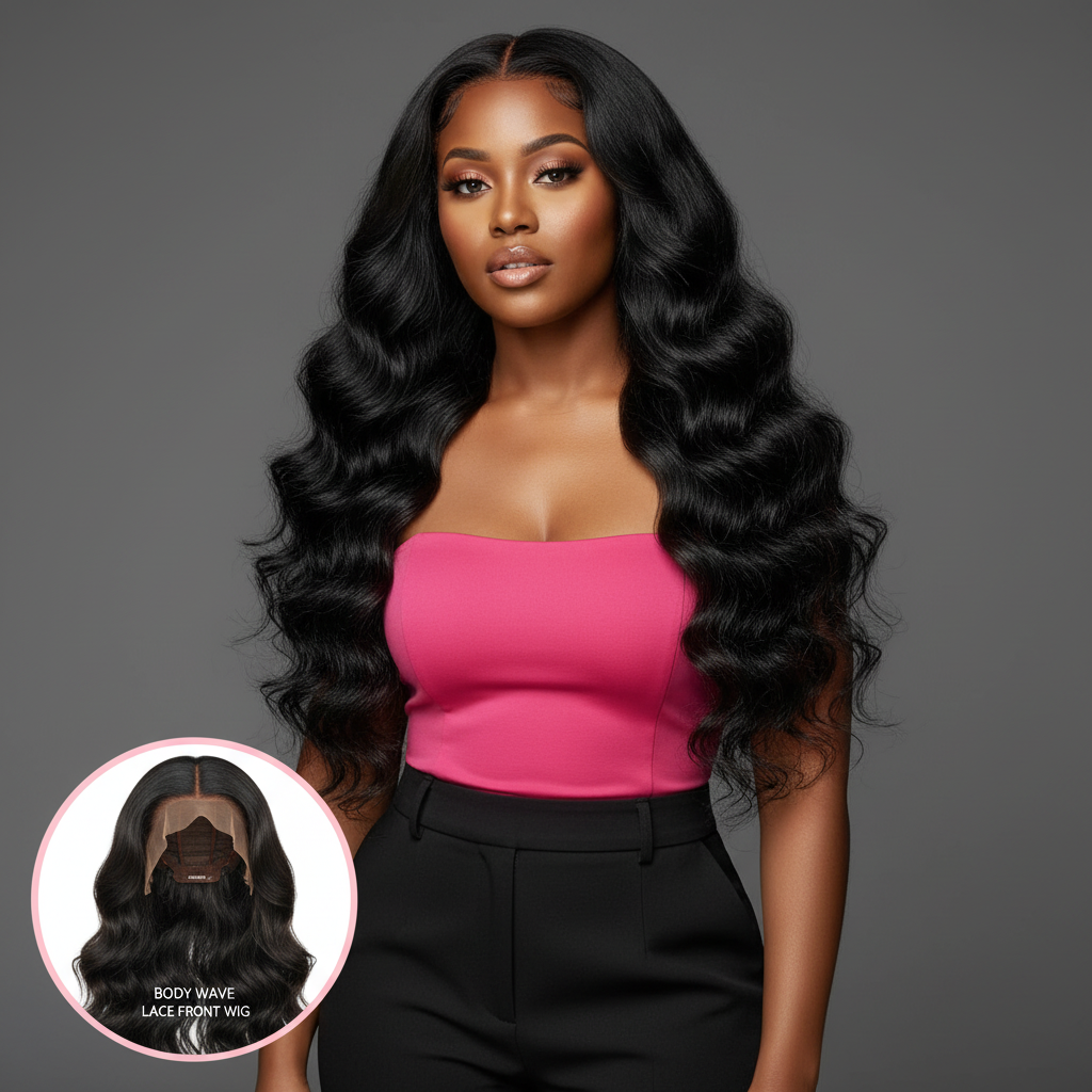 Body Wave 13x4 Transparent Lace Front Wig - Model