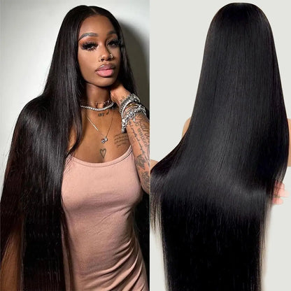 Bling Hair Smooth Straight 13x4 HD Transparent Lace Frontal Wig Brazilian 13x6 Lace Frontal Human Hair Wig For Women Pre