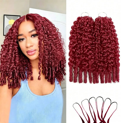 Bling Hair Burgundy Burmese Curly Crochet Extensions 18-24"