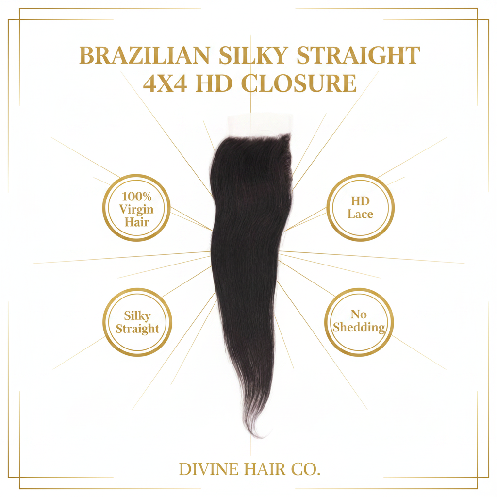 Brazilian Silky Straight 4x4 HD Closure - Infographic