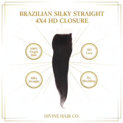Brazilian Silky Straight 4x4 HD Closure - Infographic