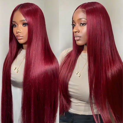 Bling Hair 99J Burgundy Lace Front Human Hair Wig