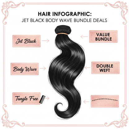 Jet Black Body Wave Bundle Deals - Info