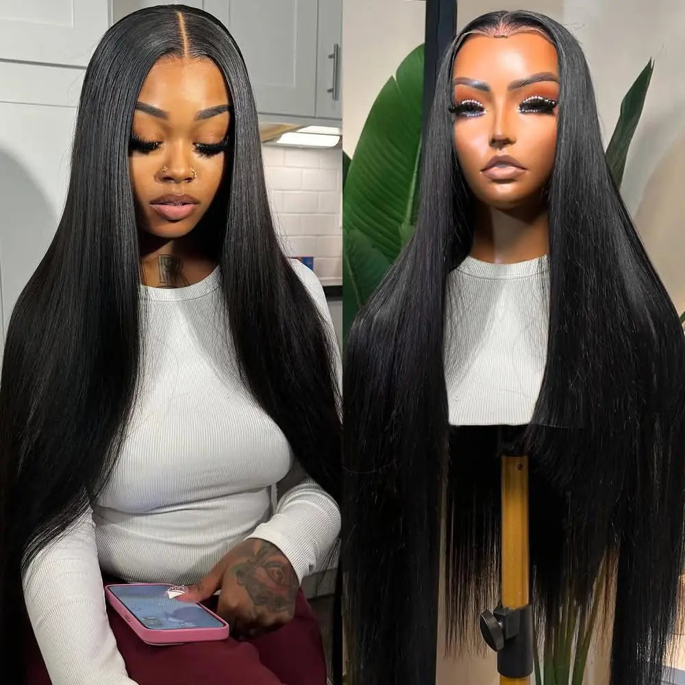 Bling Hair Pre Cut 5x5/7x5 Straight Lace Closure Wig Ready To Wear 6x4/9x6 Pre Plucked HD Lace Bone Straight Wigs For Be