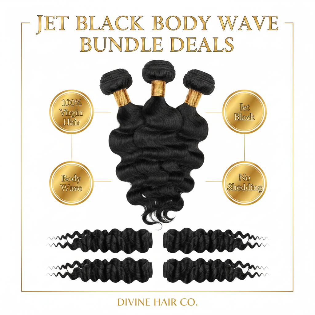 Jet Black Body Wave Bundle Deals - Infographic