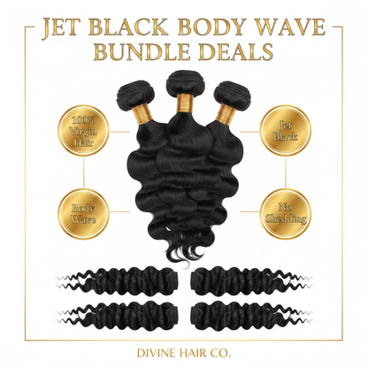 Jet Black Body Wave Bundle Deals - Infographic