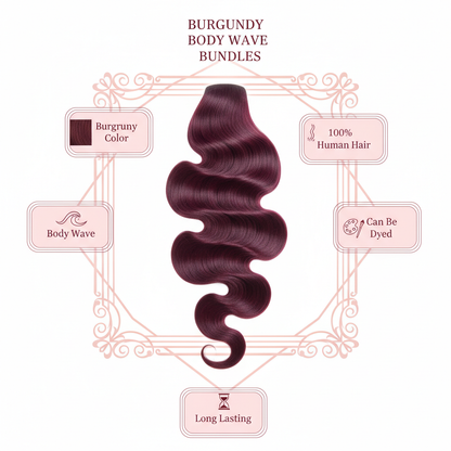 Burgundy Body Wave Bundles - Info