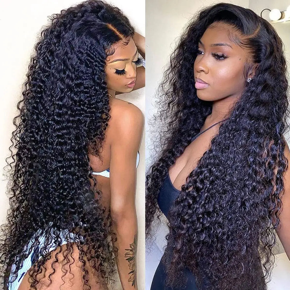 Bling Hair Kinky Curly 13x4 13x6 Lace Front Wig Human Hair Pre-plucked Brazilian 13x4 Deep Wave Frontal Wig Natural Colo