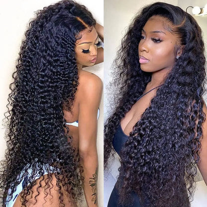 Bling Hair Kinky Curly 13x4 13x6 Lace Front Wig Human Hair Pre-plucked Brazilian 13x4 Deep Wave Frontal Wig Natural Colo