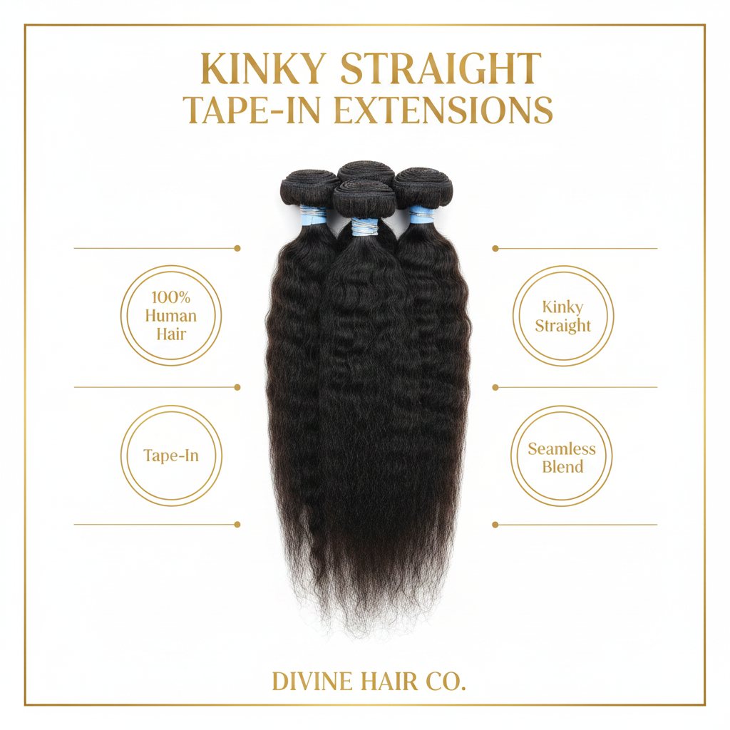 Kinky Straight Tape-In Extensions - Infographic