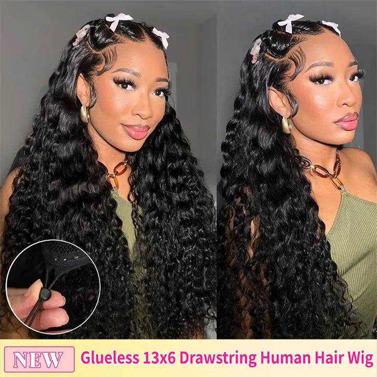 Bling Hair Glueless 13x6 Deep Wave Frontal Wig For Women Pre Plucked Pre-cut Ready To Wear 13x4 Deep Wave Lace Frontal W