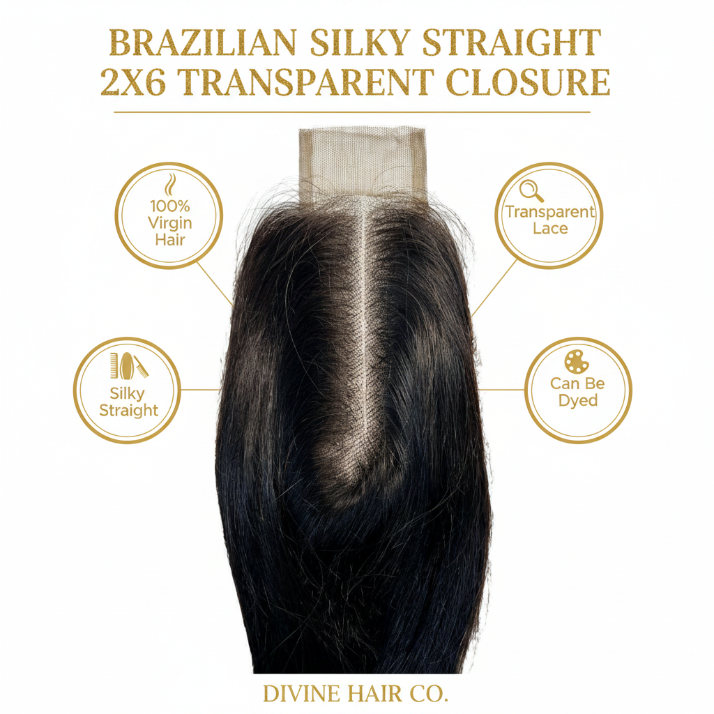 Brazilian Silky Straight 2x6 Transparent Closure - Infographic