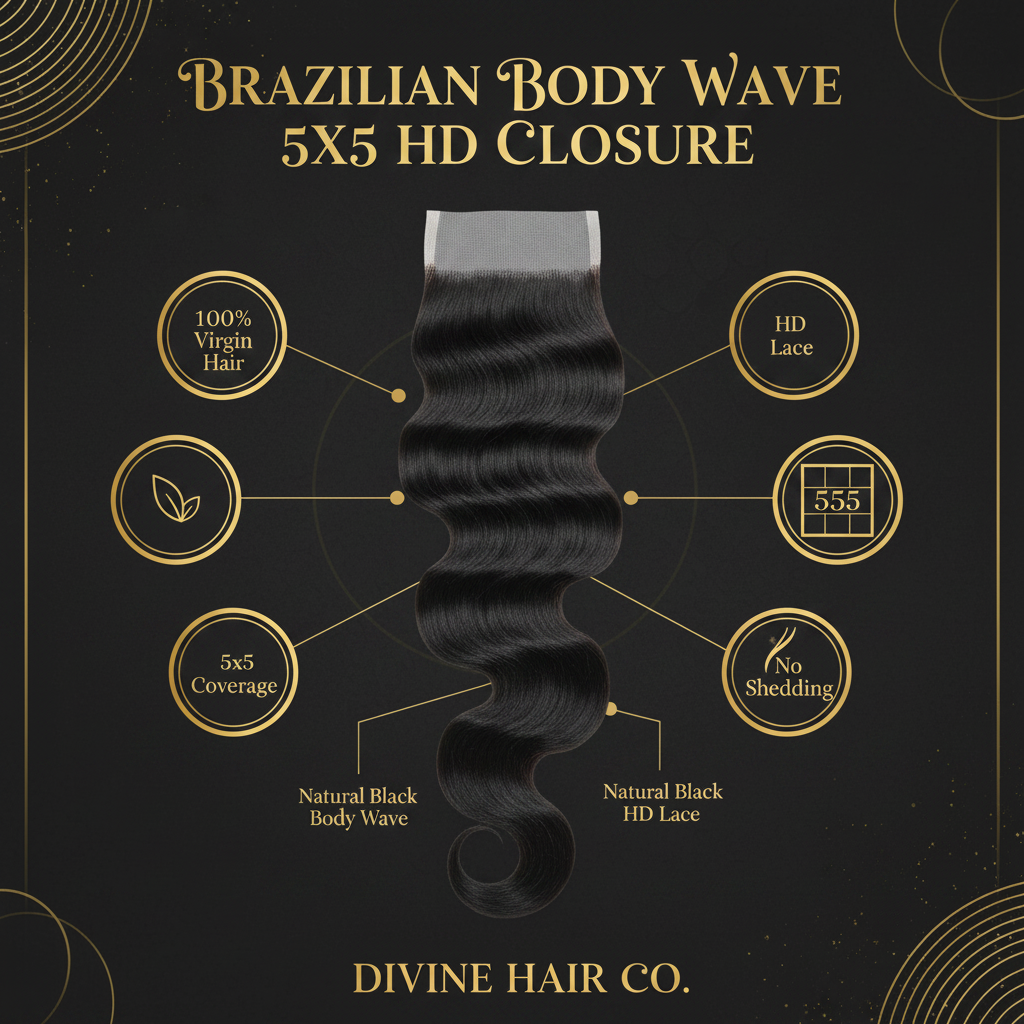 Brazilian Body Wave 5x5 HD Closure - Infographic