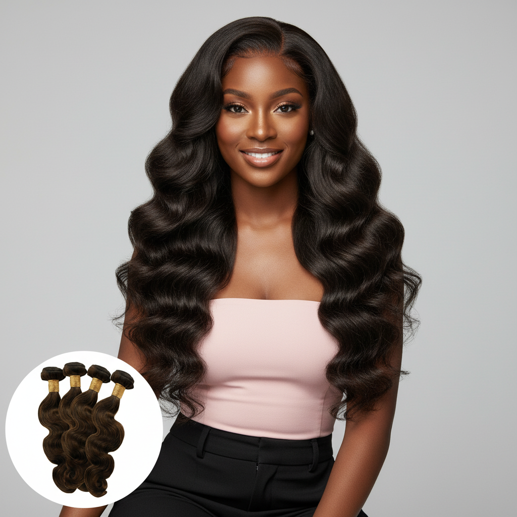 Medium Brown Body Wave Bundle Deal - Model