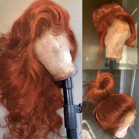 Reddish Brown Body Wave Lace Frontal Wig - 180% Density