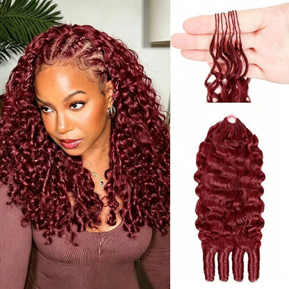 Bling Hair Knotless Burmese Curly Feather Crochet Hair Braid Human Hair Extensions Invisible Pre-Separated Pixie Curls C