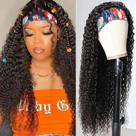 Bling Hair Afro Kinky Curly Headband Wig for Black Women
