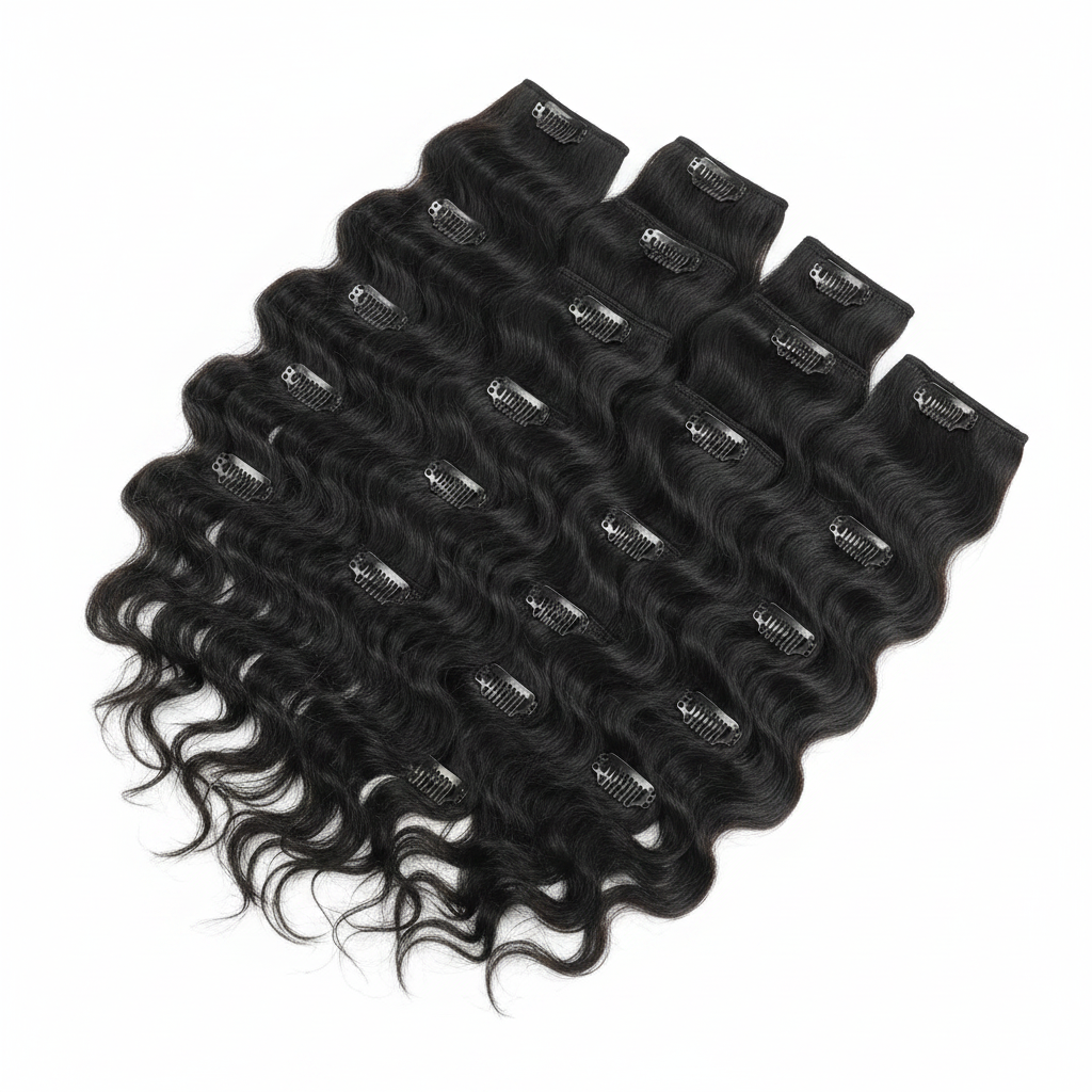 Indian Wavy Natural Black Clip-In Extensions - Main