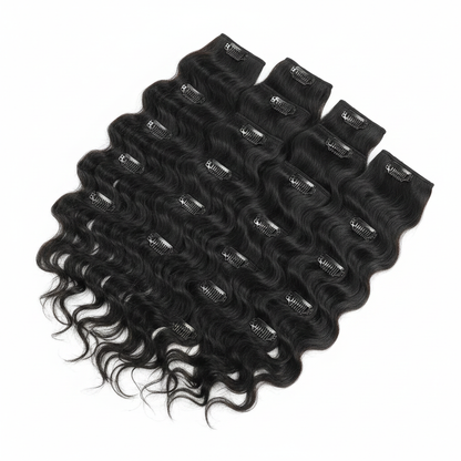 Indian Wavy Natural Black Clip-In Extensions - Main