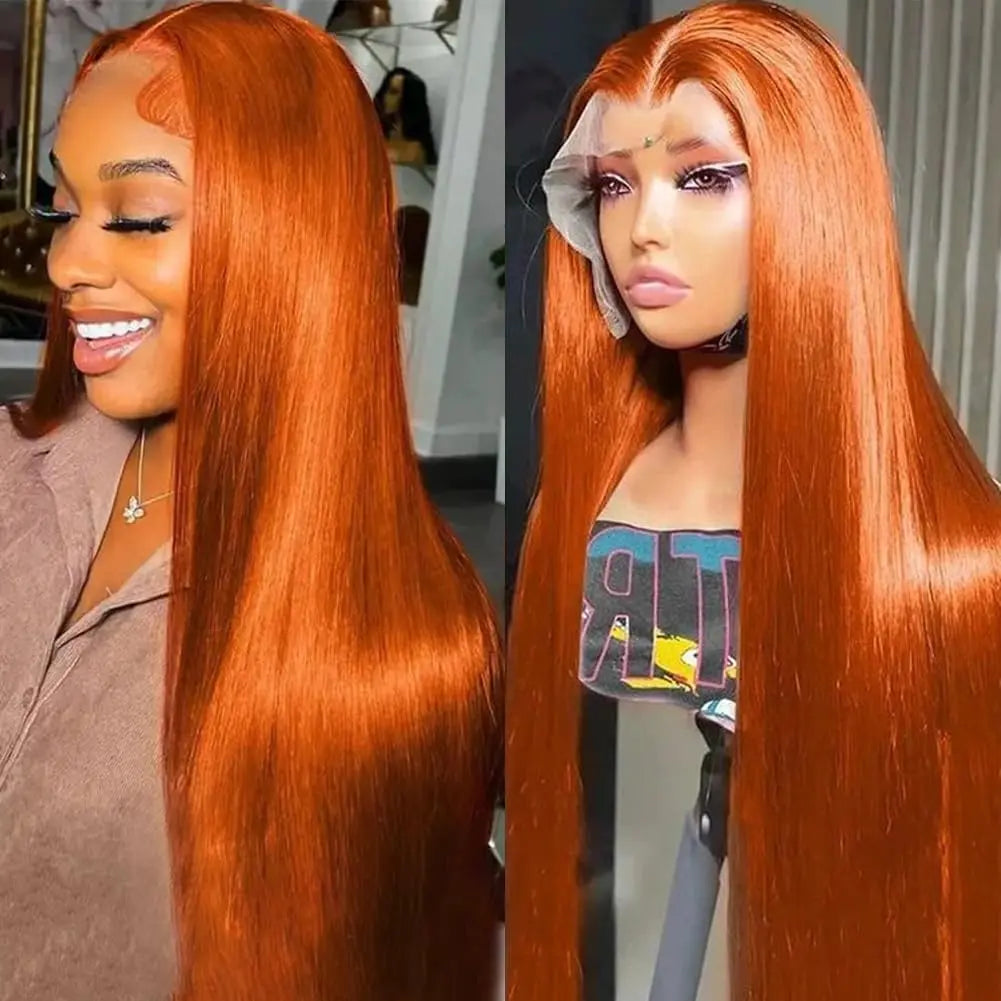 Bling Hair Straight 13x4 Lace Wig Human Hair Wigs Ginger Orange 13x6 Hd Lace Frontal Wig 350# Colored Brazilian Lace Fro