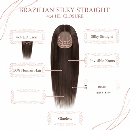 Brazilian Silky Straight 4x4 HD Closure - Info