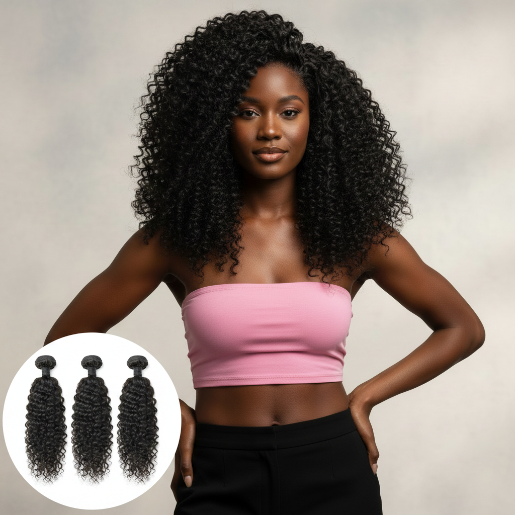 Brazilian Kinky Curly Bundle Deals - Model