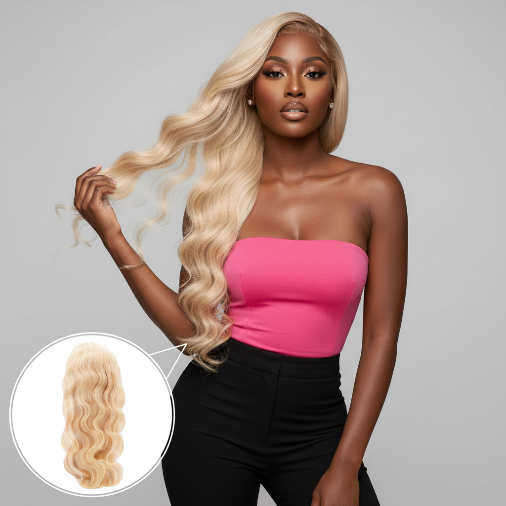 Blonde Body Wave 13x4 Transparent Lace Front Wig - Model