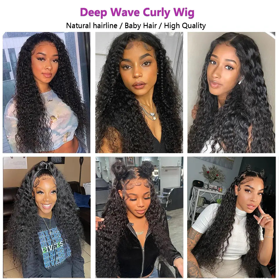 Water Wave Glueless Wig Human Hair Deep Wave 9x6 7x5 HD Frontal Wig 180% Deep Wave Wigs Pre-cut 6x4 5x5 HD Lace Closure 