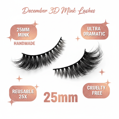 December 3D Mink Lashes 25mm - Info