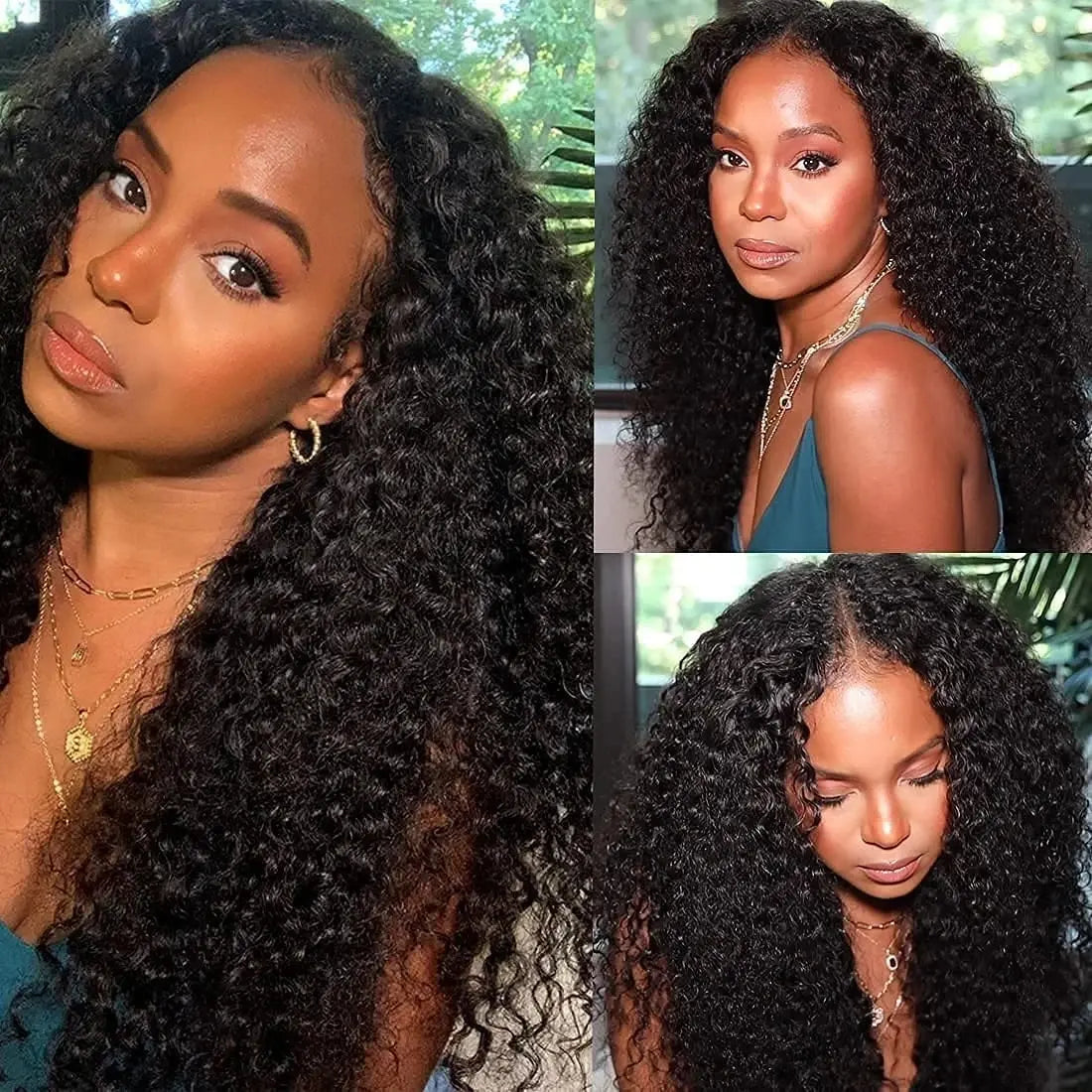 Bling Hair Deep Wave V Part Wig Brazilian 180 Density Natural Color No Leave Out Deep Wave Wigs For Women 100% Human Hai