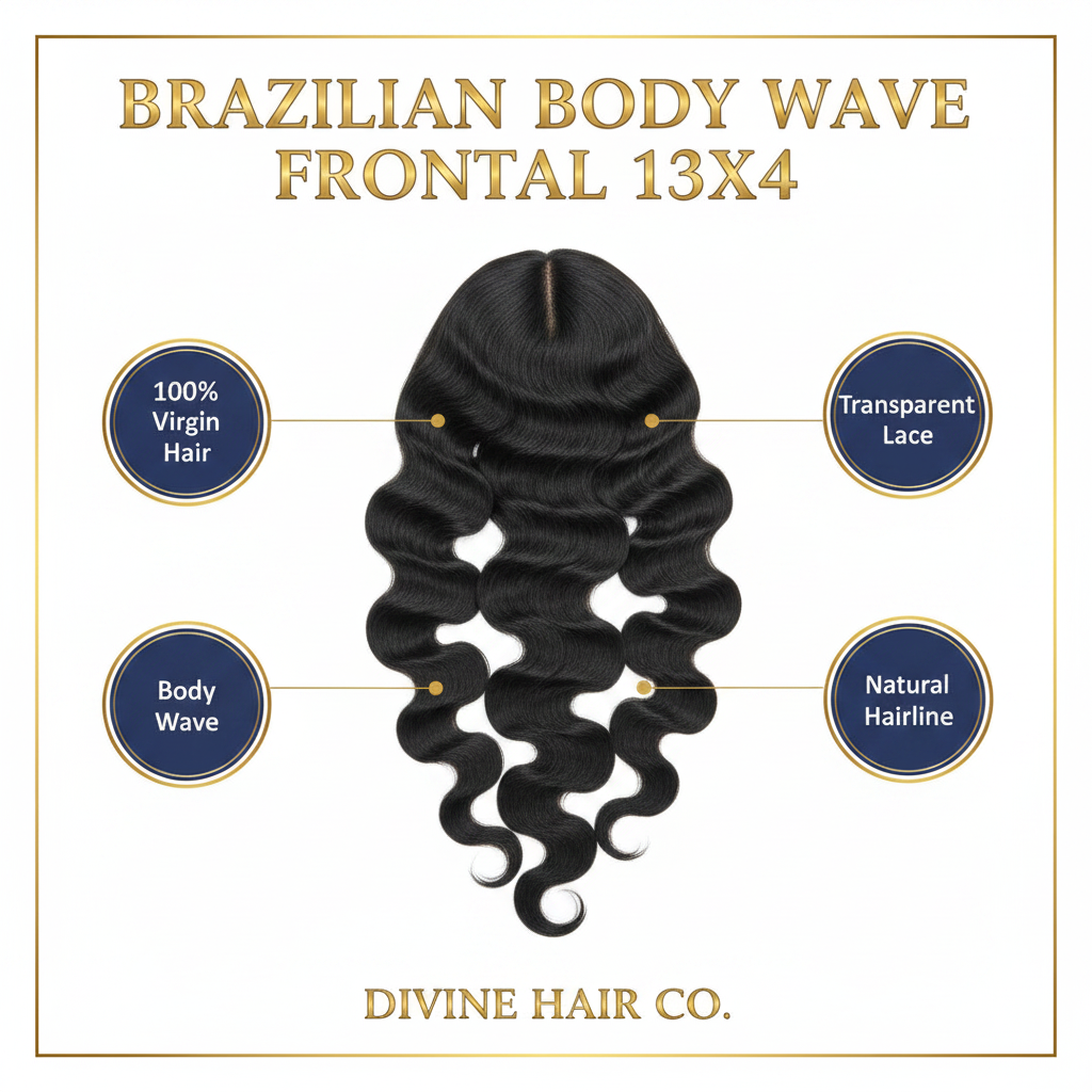 Brazilian Body Wave Frontal 13x4 Transparent Lace - Infographic