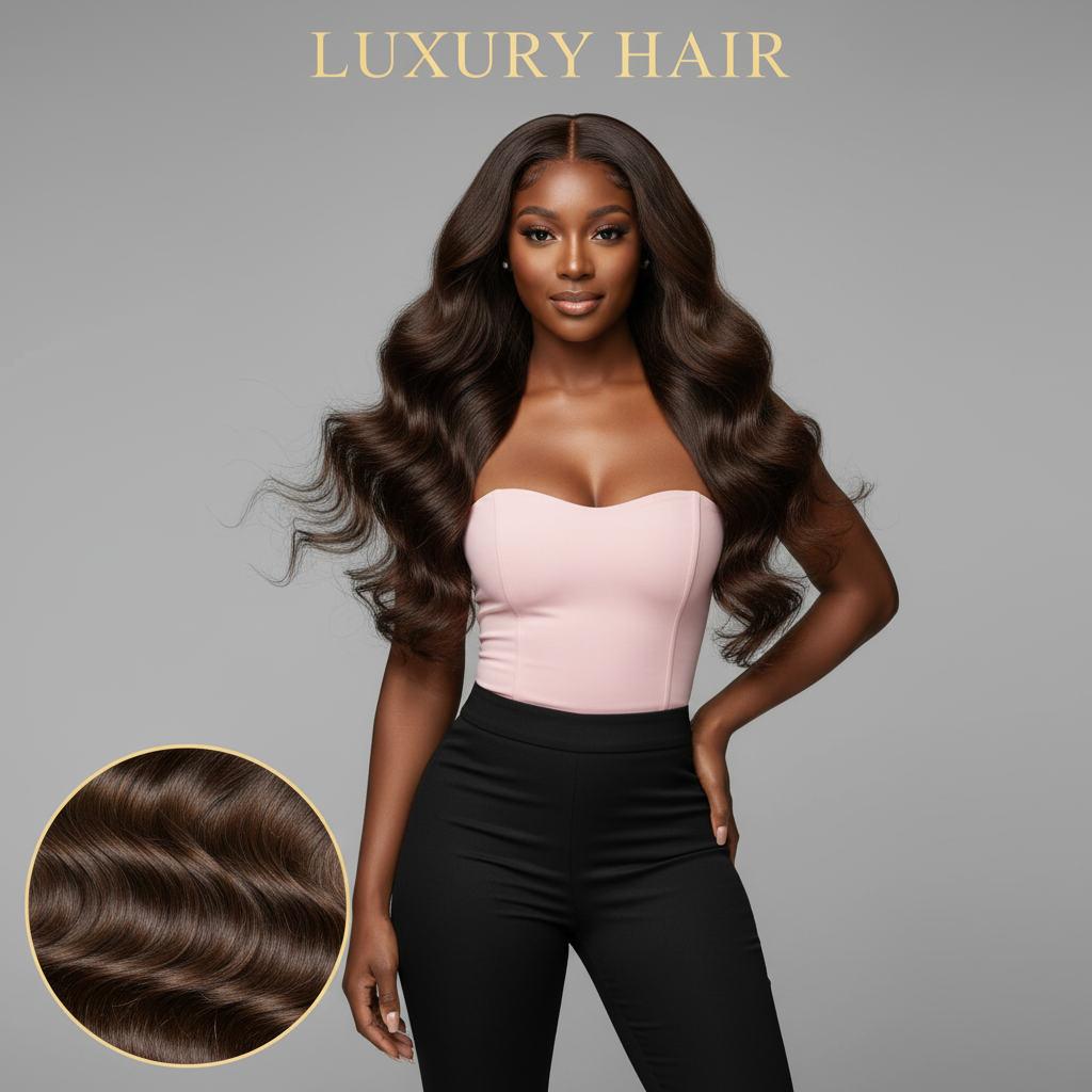 Medium Brown Body Wave Bundles - Model
