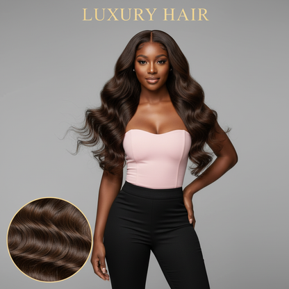 Medium Brown Body Wave Bundles - Model