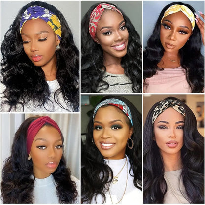 Bling Hair 180Density Body Wave Headband Human Hair Wig Machine Made Human Hair Wig Easy To Wear Body Wave Remy Human Ha