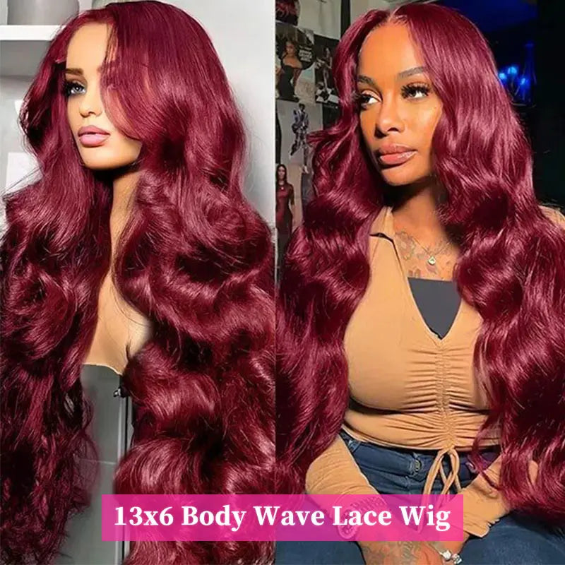 99J Burgundy Body Wave Lace Front Human Hair Wig