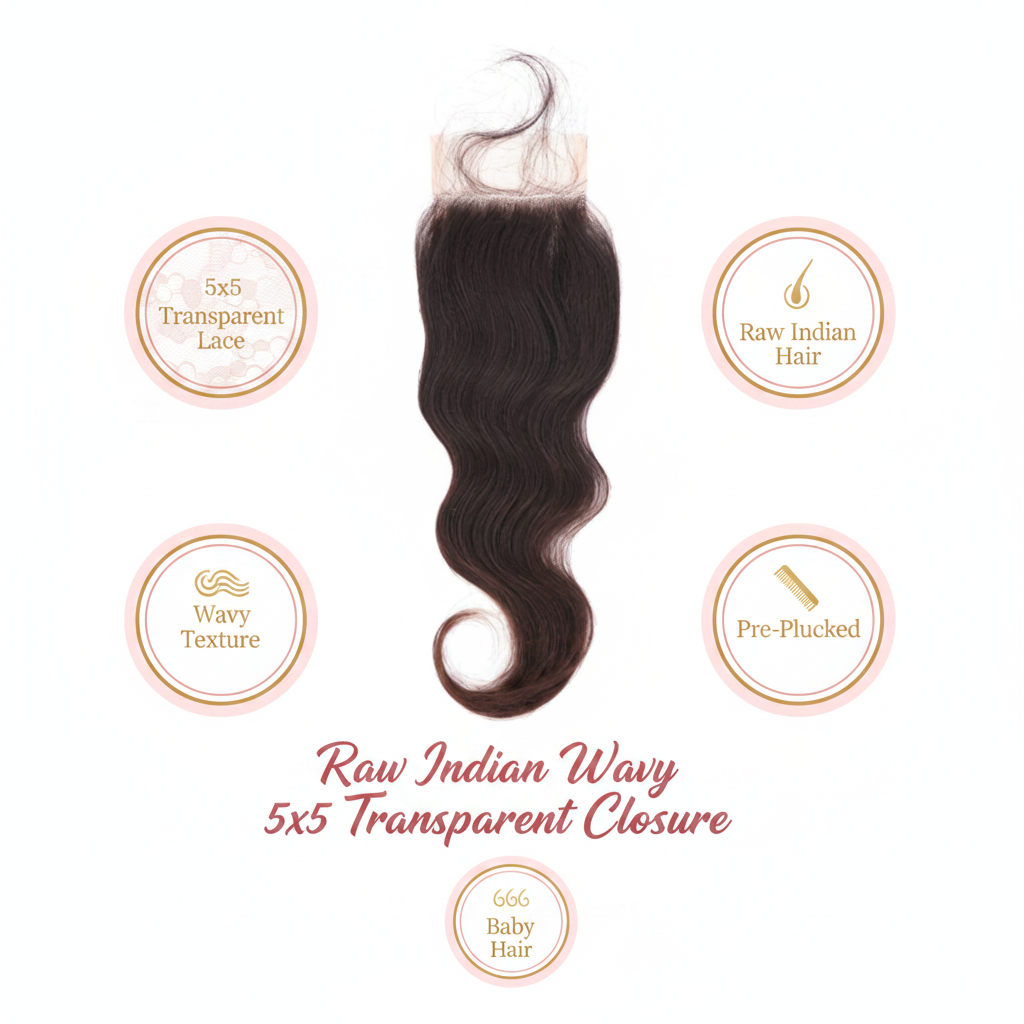Raw Indian Wavy 5x5 Transparent Closure - Info